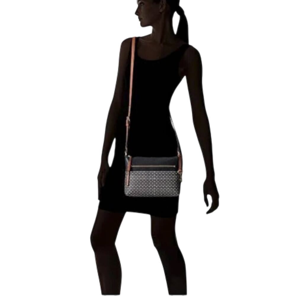 FOSSIL Fiona Printed Crossbody Bag Black White Everyday Office Travel Classic - Picture 5 of 13